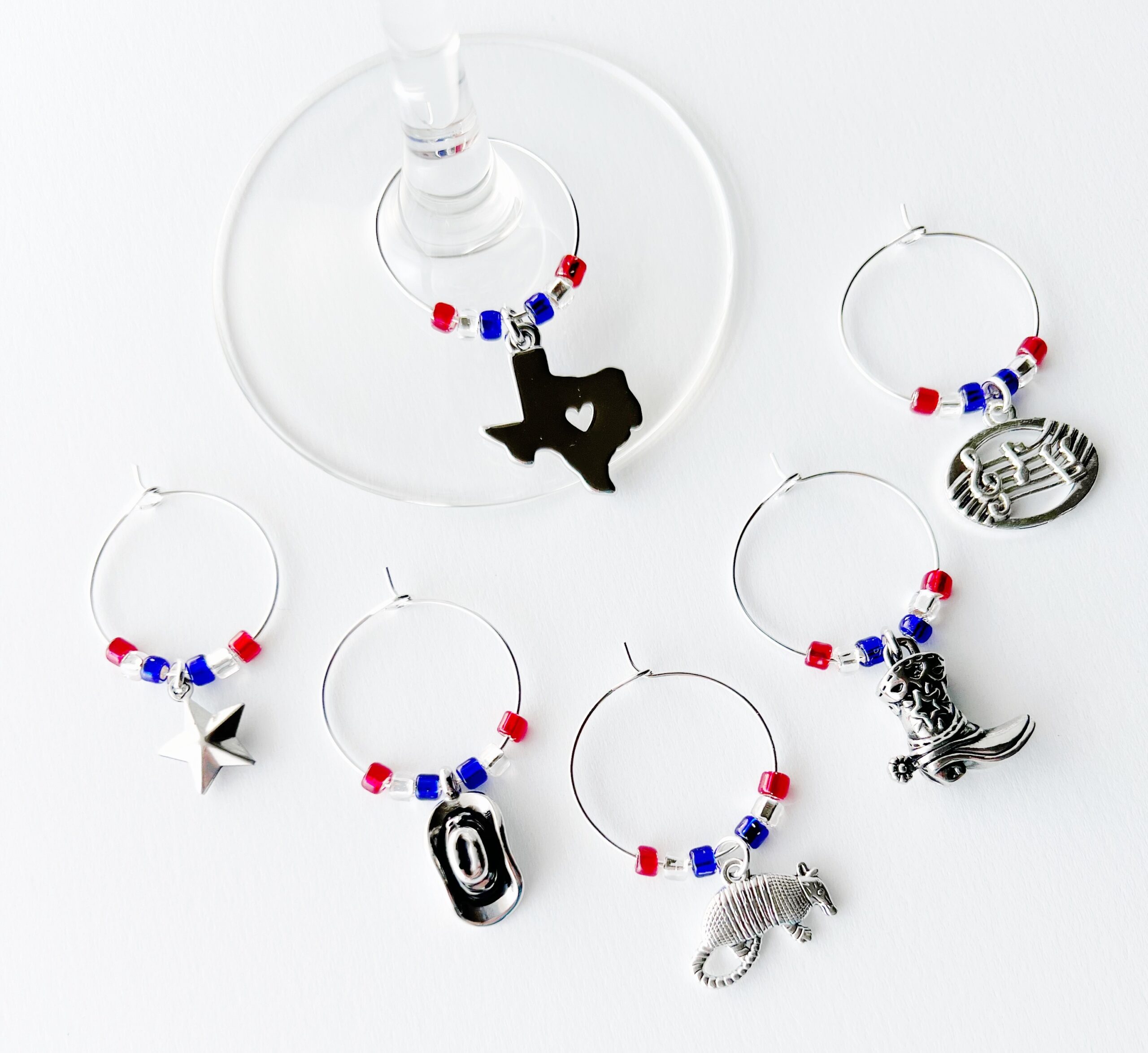 WINE128ae Texas Wine Glass Charms