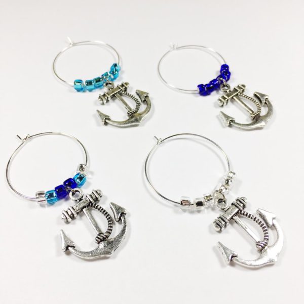 anchor wine charms, navy wine charms, nautical wine charms, nautical decor, kitchen decor nautical