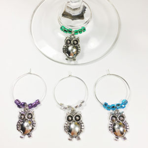 cute owl wine charms, owl wine charms, cute owl decor