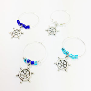 nautical wine charms, ship wheel wine charms, nautical décor, nautical baby shower decorations, nautical party favor, sailing wine charms