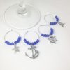 blue sailing wine charms, anchor wine charms, navy wine charms, nautical wine charms, nautical decor, kitchen decor nautical