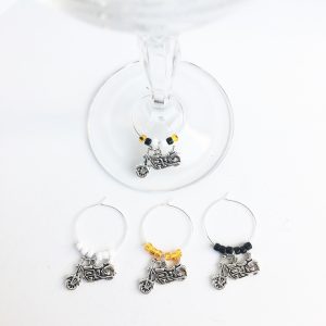 motorcycle wine glass charms