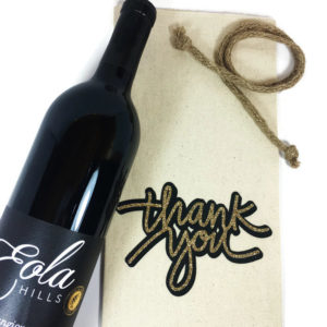 say thanks with a thank you wine bag, includes 1 canvas wine bag with jute tie