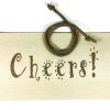 canvas wine bag with jute rope tie, Cheers! written in gold glitter vinyl on front