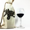 say thank you with this canvas wine bag, thank you in gold glitter, comes with one rope jute tie