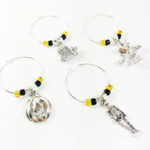 Halloween Wine Glass Charms Set of 4 surrounded by orange and black glass beads