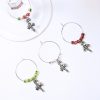 set of 4 candy cane wine glass tags with red, green and silver beads