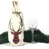 wine bottle gift bags with buffalo plaid deer