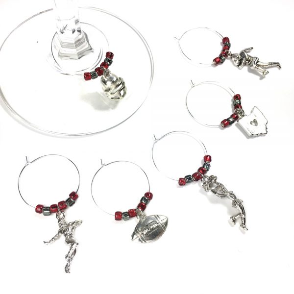 set of 6 football wine charms make a unique ohio state gift