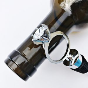 diamond ring bottle stopper for newly engaged couple