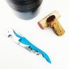 blue wine corkscrew with personalized bag