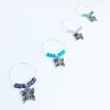 gift for women butterfly wine charms set of 4