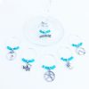 yoga wine charms set of 6 with light blue glass beads