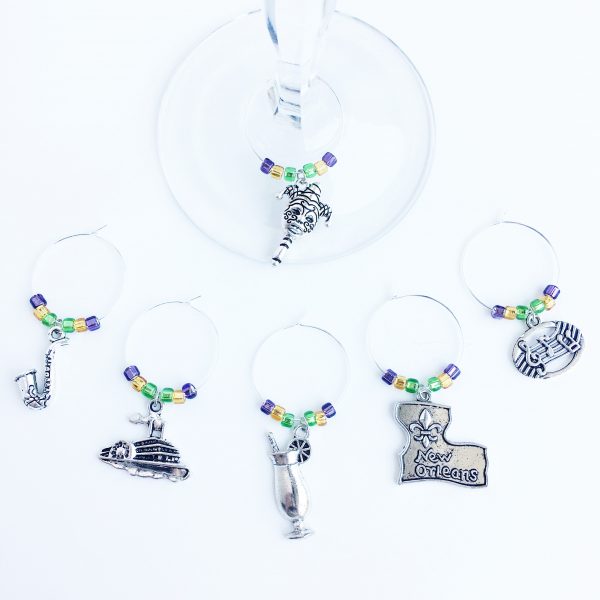 new orleans wine charms set of 6