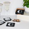 personalized this black leather coaster set square coasters set of 6