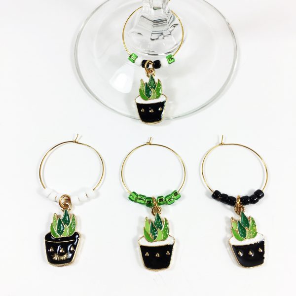Succulent Wine Charms