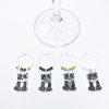 set of 4 wine charms with black and white panda charms