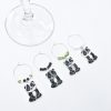 panda charms for wine glasses set of 4
