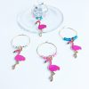 flamingo wine glass charms set of 4 gold and pink