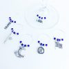 set of 6 patriot wine charms navy themed