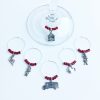 set of 6 teaching theme wine charms with red beads
