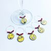 set of 6 emoji wine glass charms