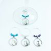 silver bird wine charms set of 4