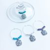 set of 4 wine charms with crystal flowers