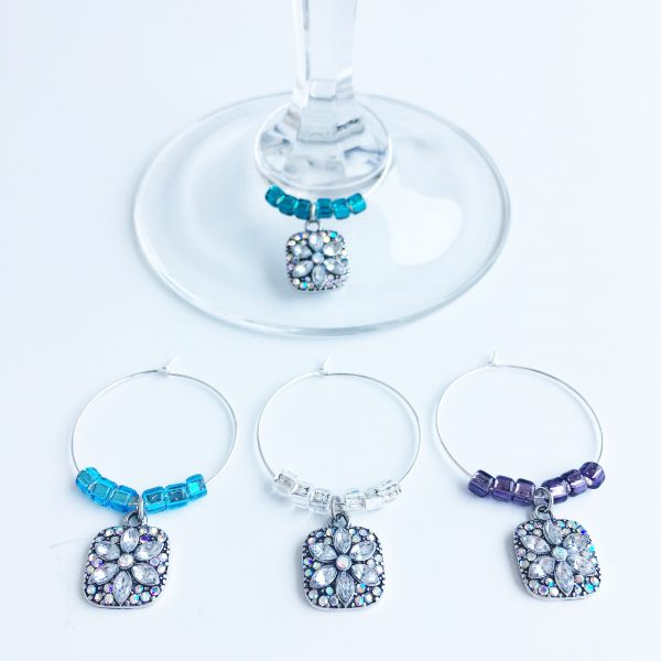 flower wine glass charms set of 4