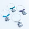 crystal flower wine charms set of 4