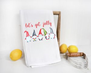 cute tea towels with christmas gnomes