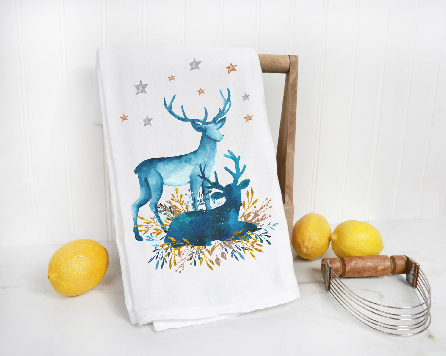 Christmas Deer Kitchen Hand Towels - Group Therapy Wine