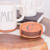 brown leather coasters