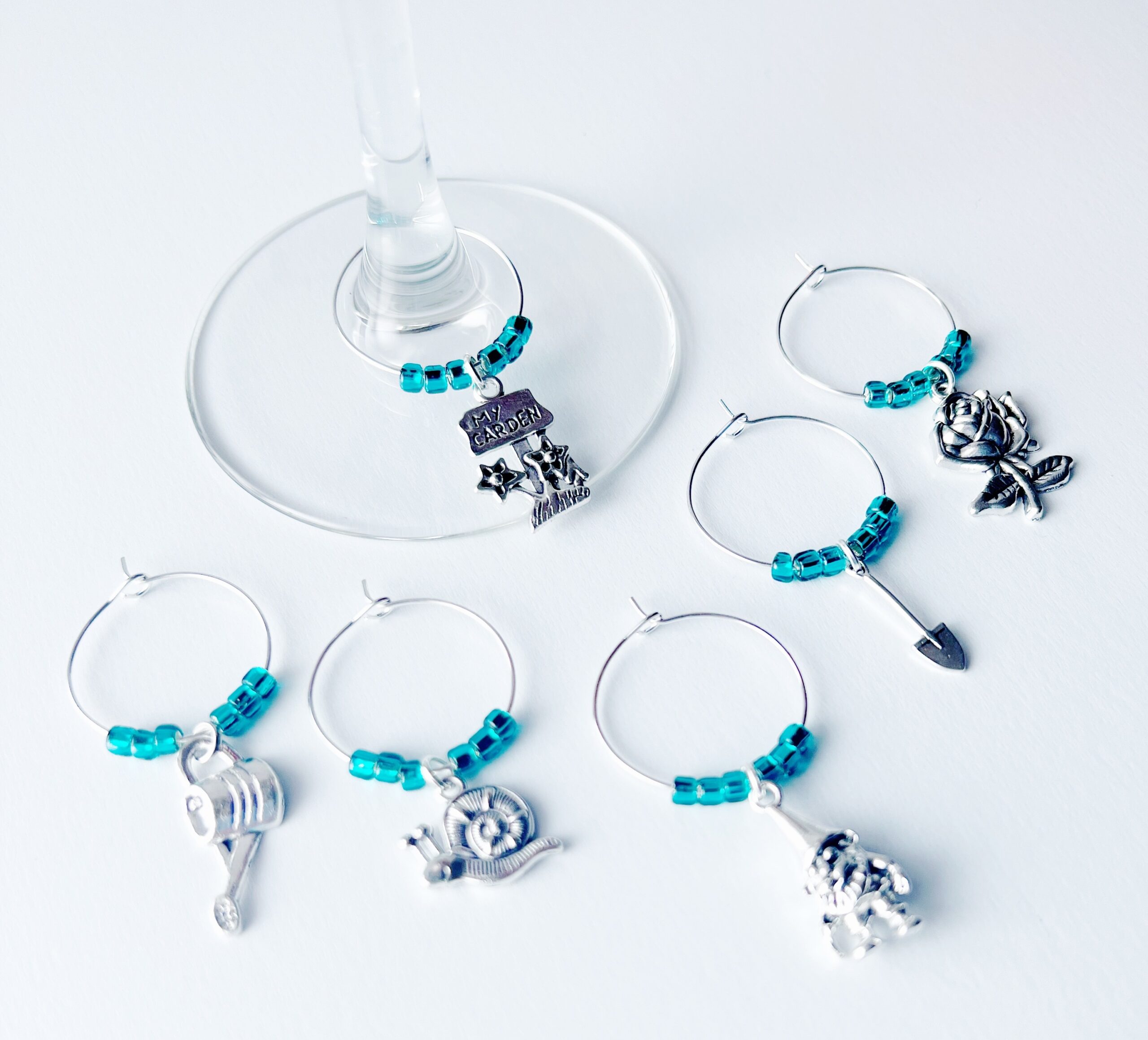 garden lover gift - set of 6 wine charms