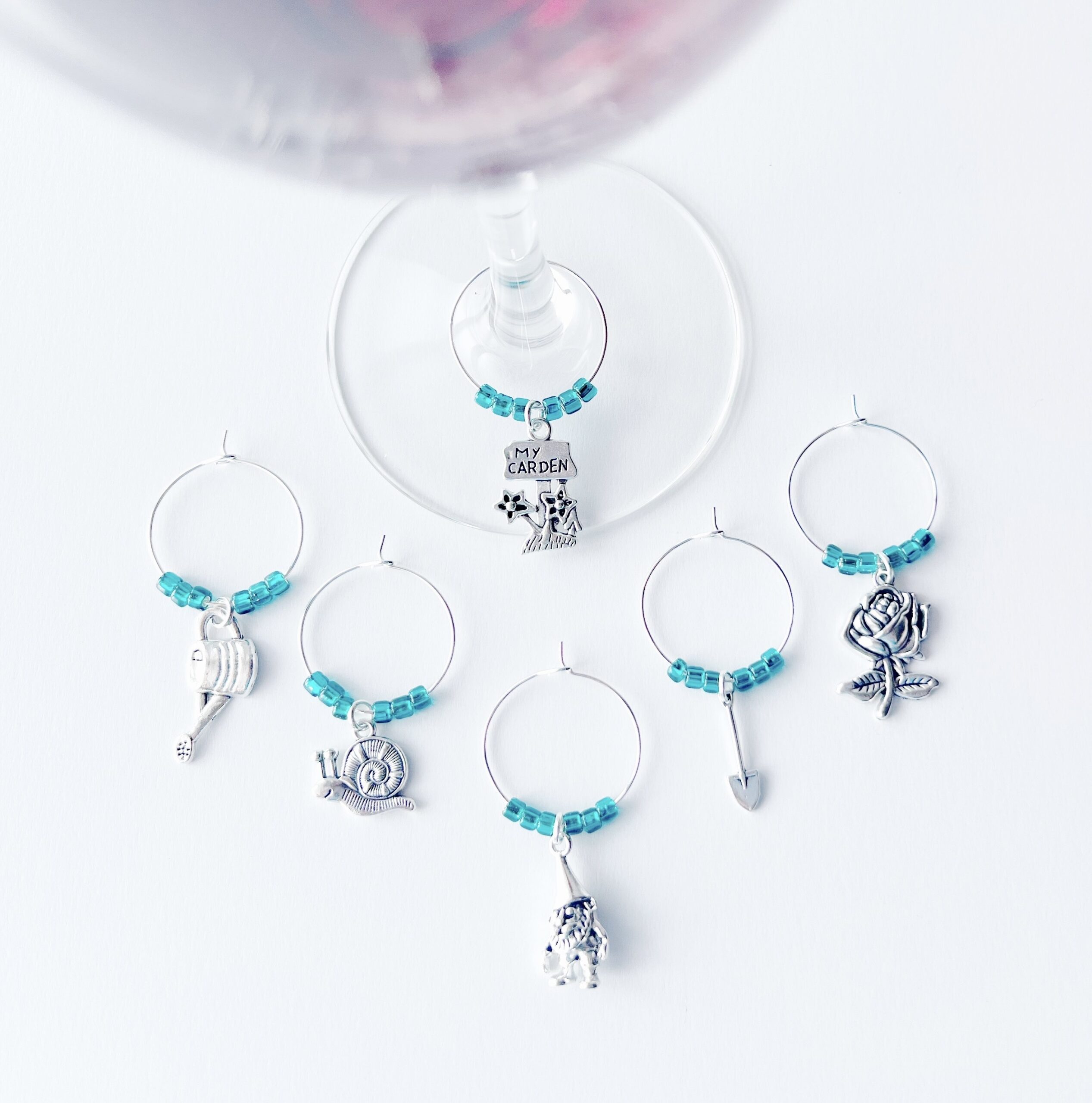 gift for garden lover, wine glass tags