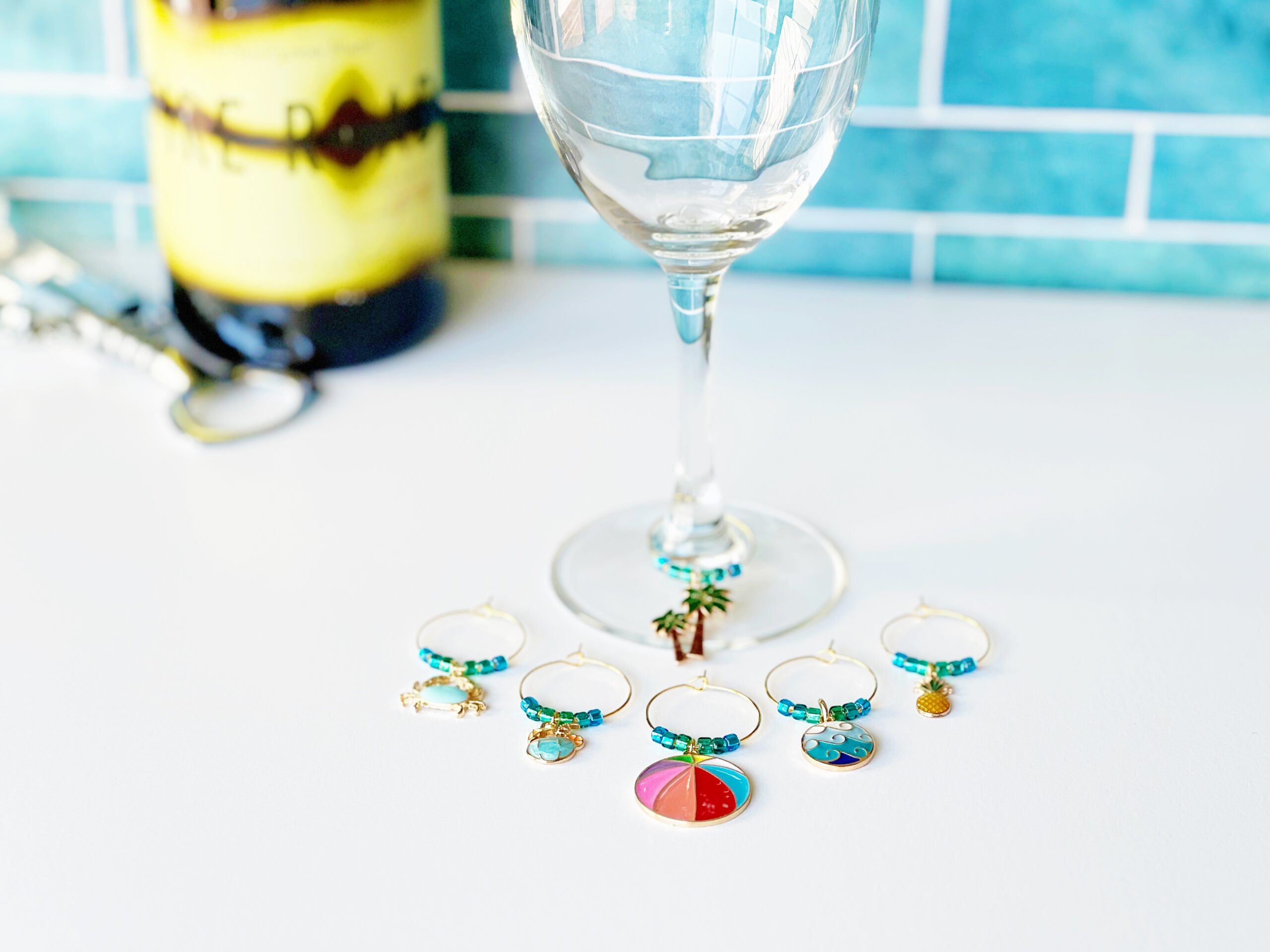 summer wine charm set with gold charms