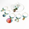 WINE238d Beach Wine Charms gold tropical wine charm set