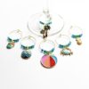WINE238e Tropical Wine Charms set of 6 beach wine glass charms