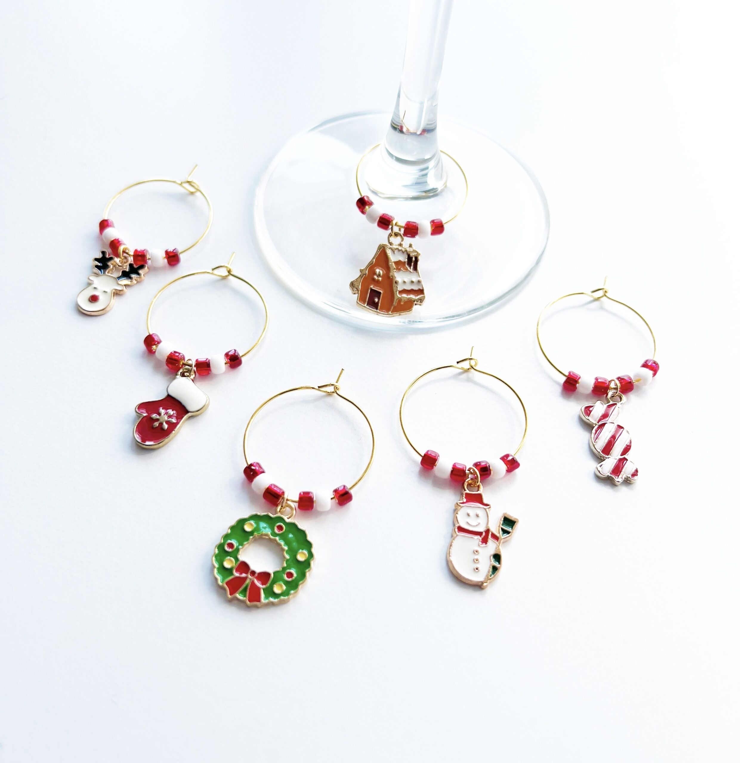 christmas wine charm set